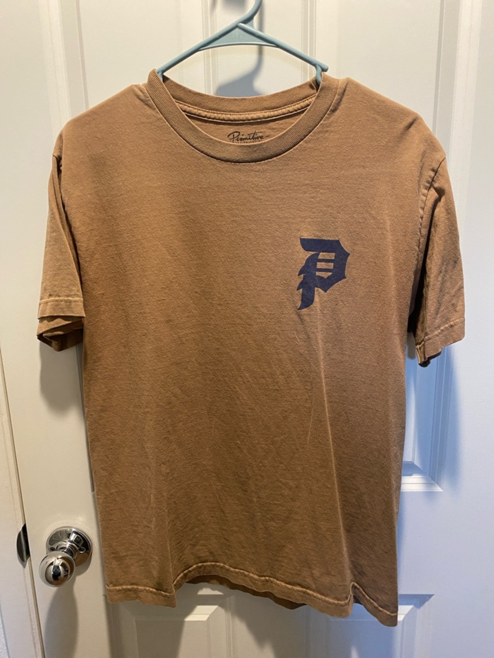 Primitive Brown Short Sleeve Tee with Navy 'P' Logo